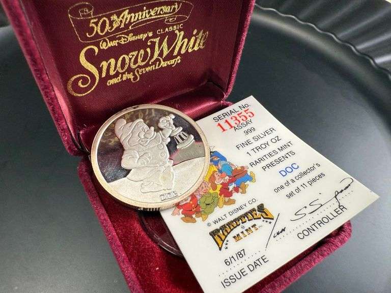 "Doc" Snow White 50th Anniversary .999 Fine Silver Coin