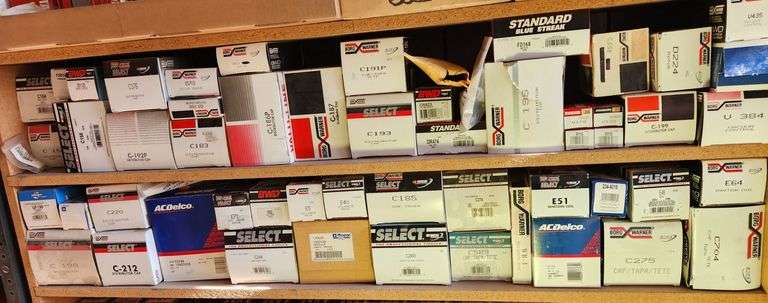 Contents of 2) Shelves (Select Parts, AcDelco Parts, Vacuum Control Parts, Oxygen Sensors and More)