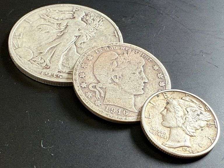 Silver Half, Quarter, Dime - Liberty, Barber, Mercury