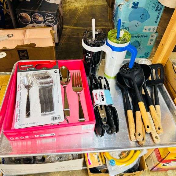 1) Baking Sheet 1) Tramontina Pro Line Spoon Set 36 Ct 1) Moment Oversized Kitchen Utensil Set 1) Co