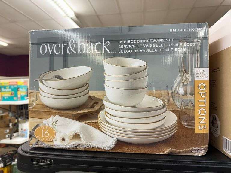 1) Over&Back 16 Piece Dinnerware Set