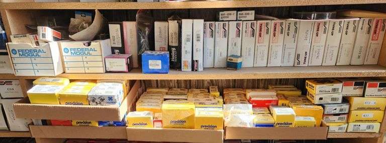 Contents of 2) Shelves (Carburetor Tune-Up Kit, Plastic Air Cleaner Spacers, Ford Service Parts, Hol