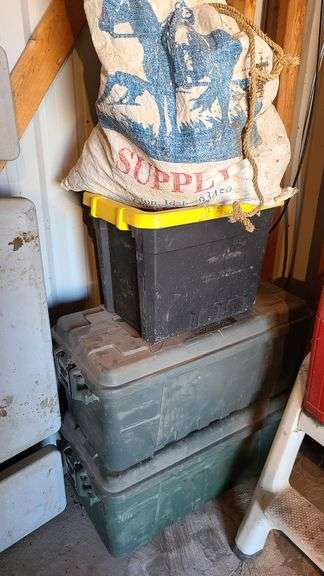 3) Totes with Traps and Trap Supplies, Bag of Ropes