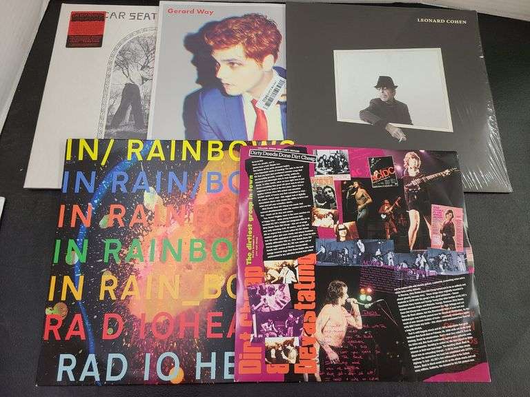 5) Record Vinyls: AC/DC - Radio Head - Leonard  Cohen - Gerard Way - Carseat Headrest