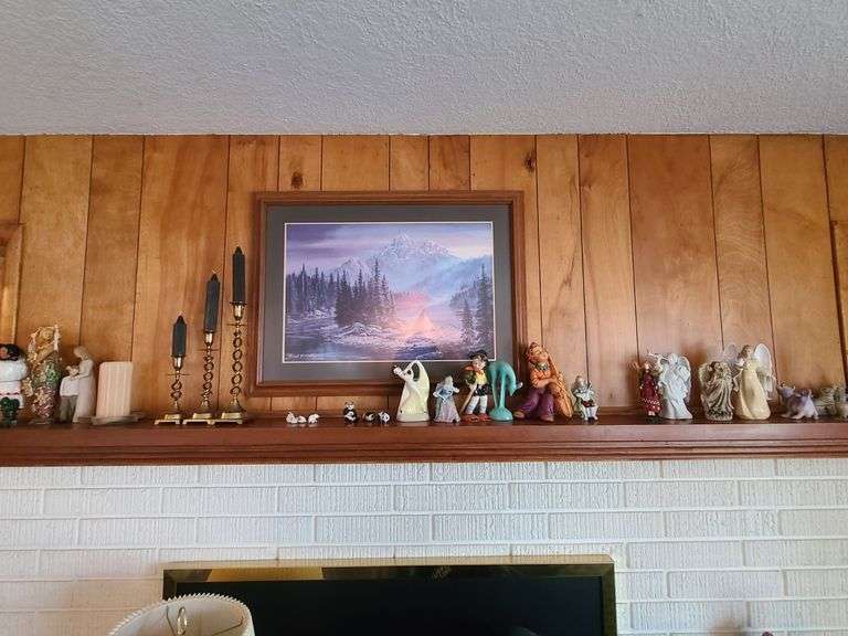 Contents Above Fire Place: Figurines, Candles, Candle Sticks, Picture Frame.