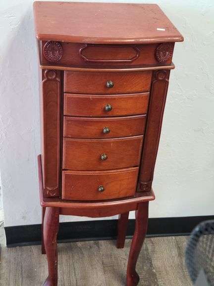 Jewelry Armoire with Contents: Rings, Necklaces, Bracelets, Earrings