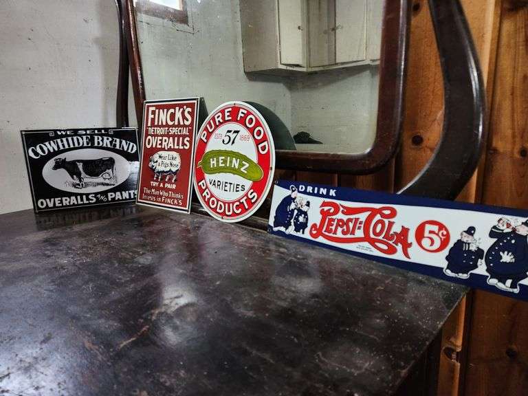 Pepsi-Cola Sign, Heinz Sign and Other Assorted Items