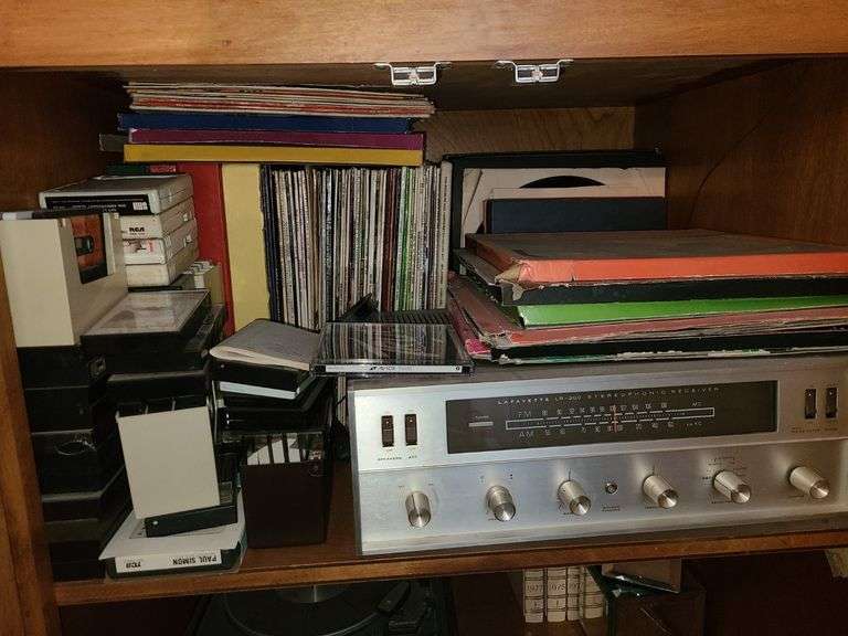 Contents of Cabinet: Record Player, Records, Lafayette Receiver, And More...