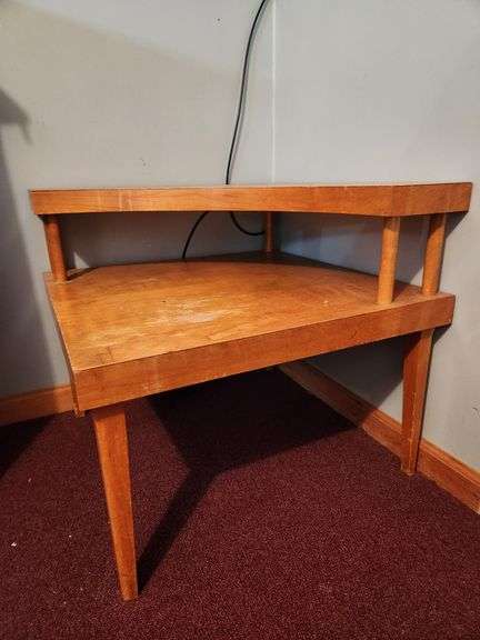 Mid-Century Modern 2-Tier Corner End Table