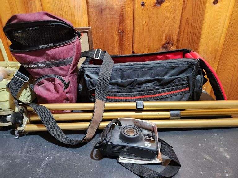 Pentax Zoom 90-WR 35mm Camera, Camera Bag, Tripod and Canon E5!A 8mm Camcorder
