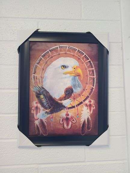 Framed Lenticular 3D Native American / Eagle Wall Art