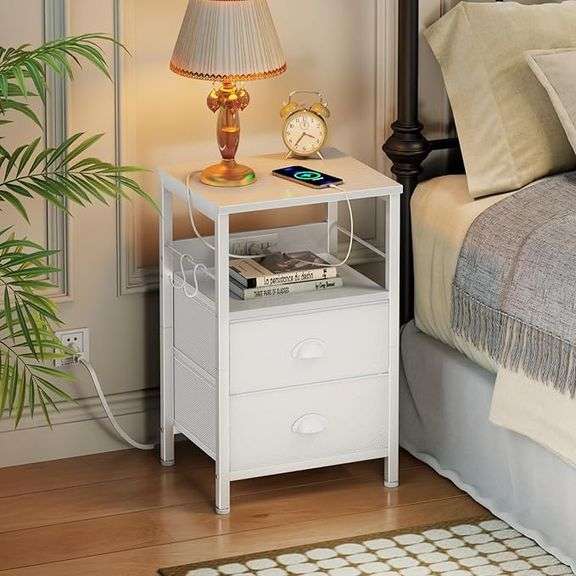 Furologee End Table with Charging Station