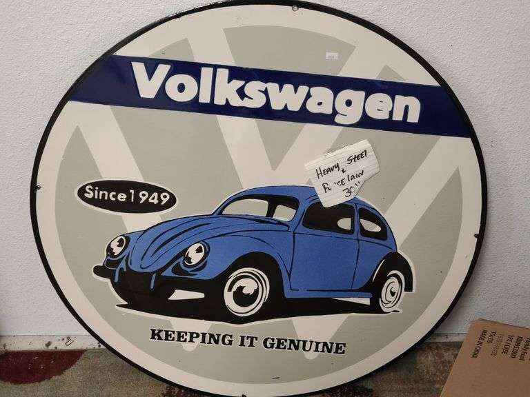 30" Steel and Porcelain Volkswagen Sign