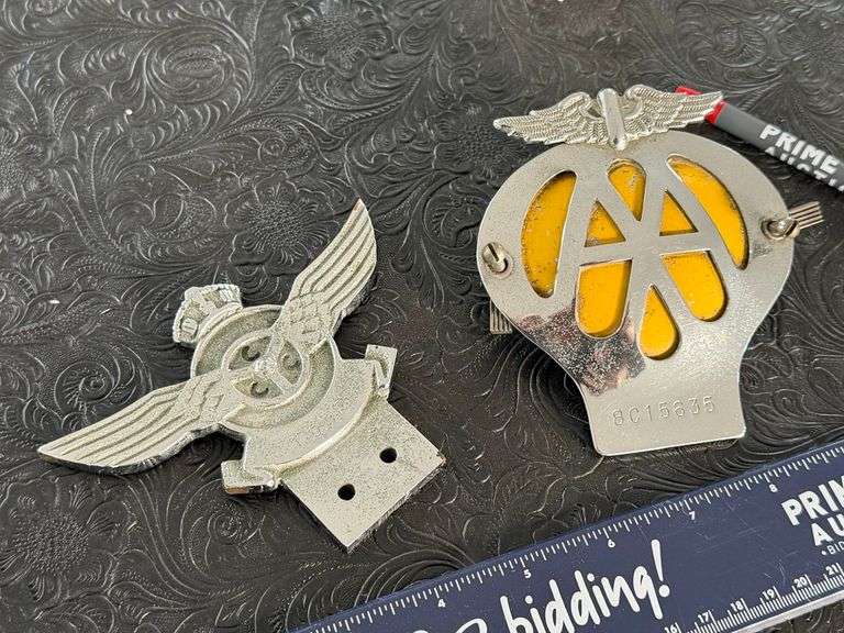 Winged Grille Badges, Vintage Auto Decor