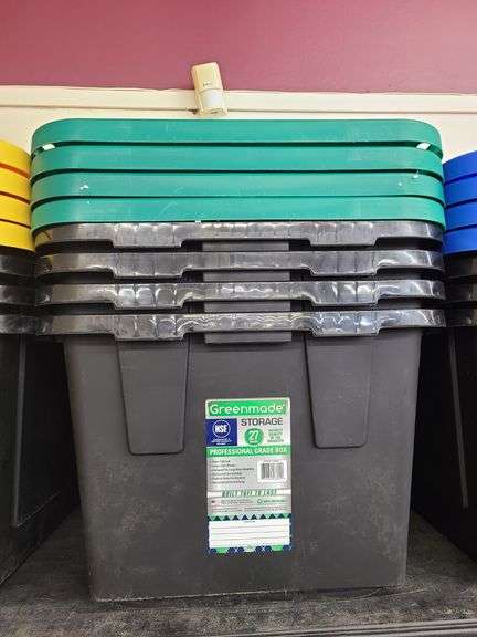 4) Black & Green Storage Totes