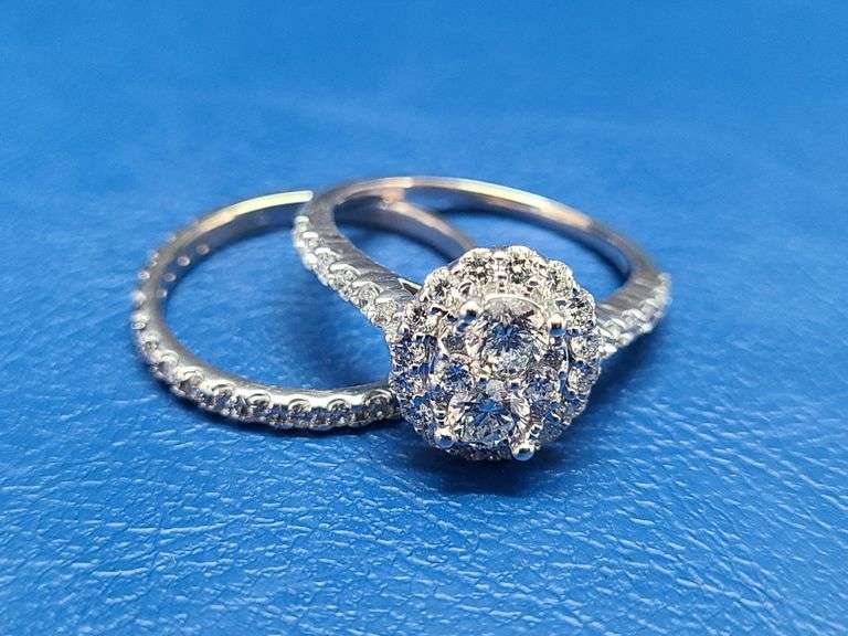 14k Certified Ladies Diamond Engagement Ring Size 9, 10k Diamond Wedding Band Size 10