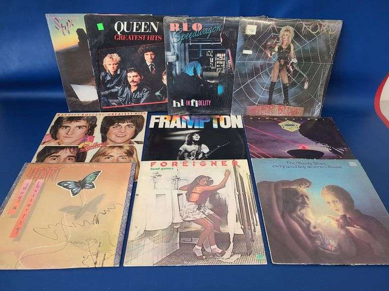 Vinyl Records - Foreigner, Frampton, Moody Blues, Heart, Queen, Styx, Reo Speedwagon, Bay City Rolle