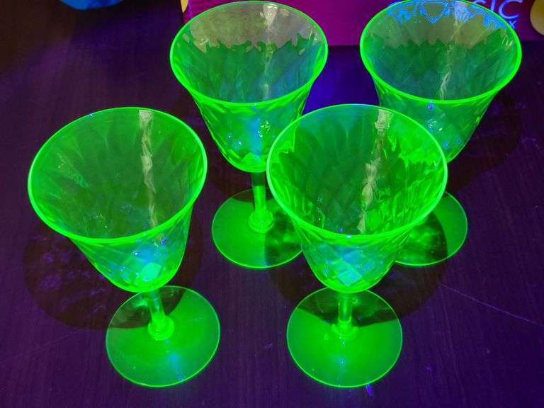 4) Uranium Glass Goblets