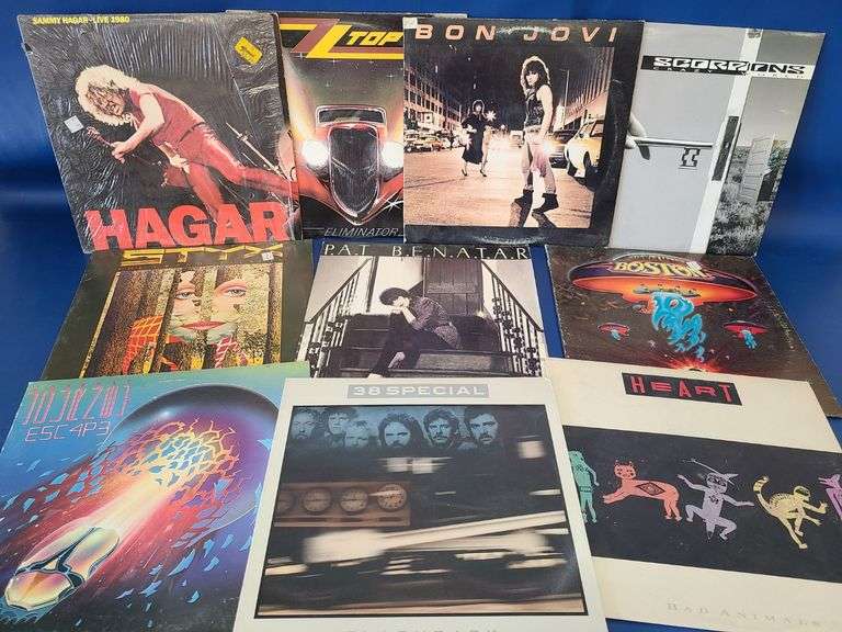 Vinyl Records - Hagar, ZZ Top, Bon Jovi, Scorpions, Styx, Pat Benatar, Boxton, Heart, 38 Special, Jo