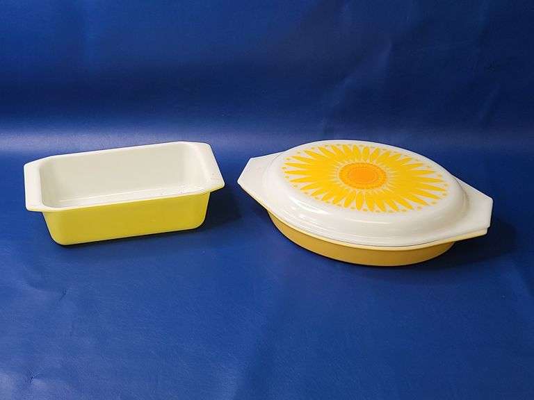1960's Pyrex Sunflower Casserole Dish, Loaf Pan