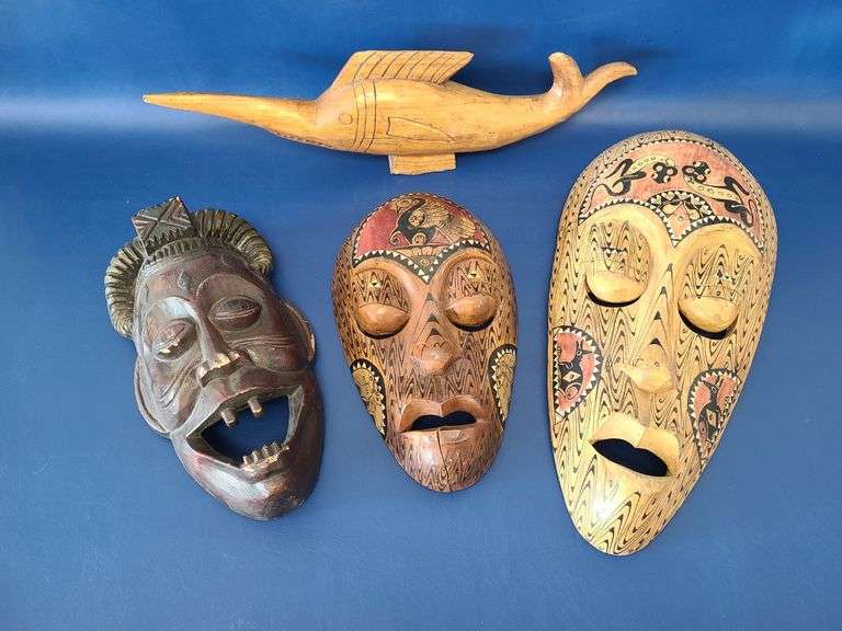 Handcrafteded Indonesian Wooden Masks, Wooden Carved Swordfish