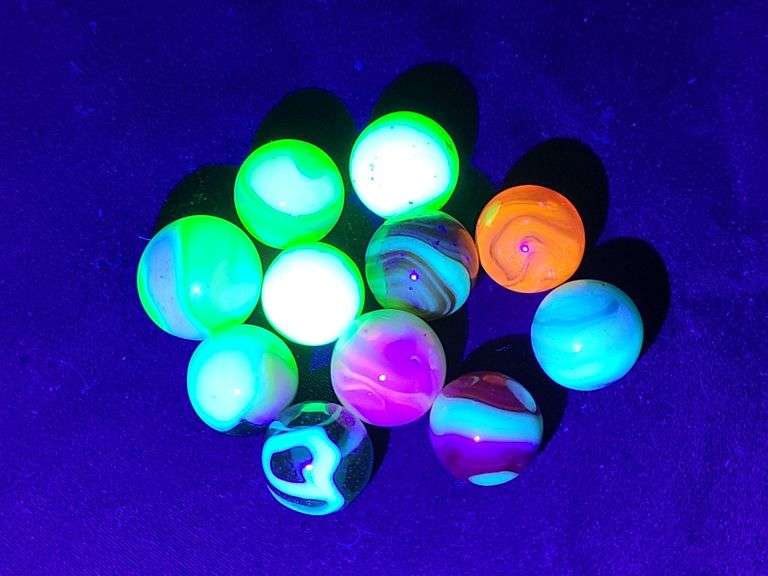 4) Uranium Glass Marbles, Marbles