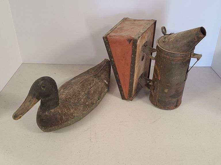 1910 Woodman Bee Smoker, Mallard Decoy