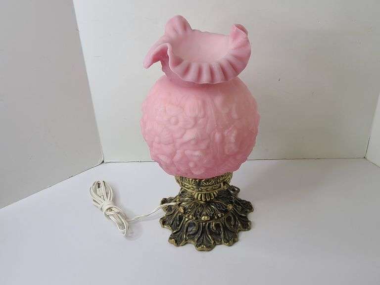 Fenton Poppy Pattern Pink Glass Lamp