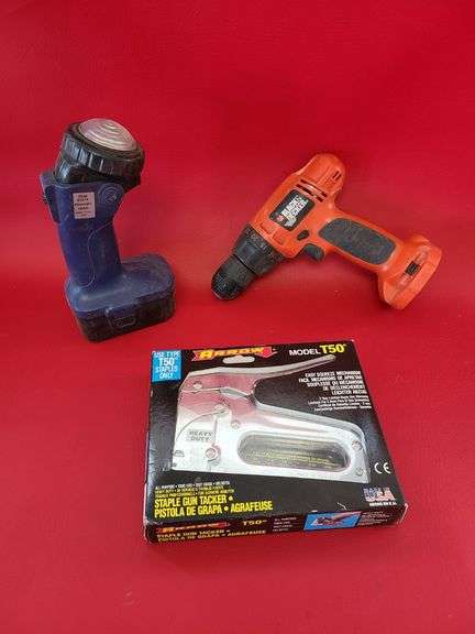 Arrow Stapler, Black & Decker Drill, Light