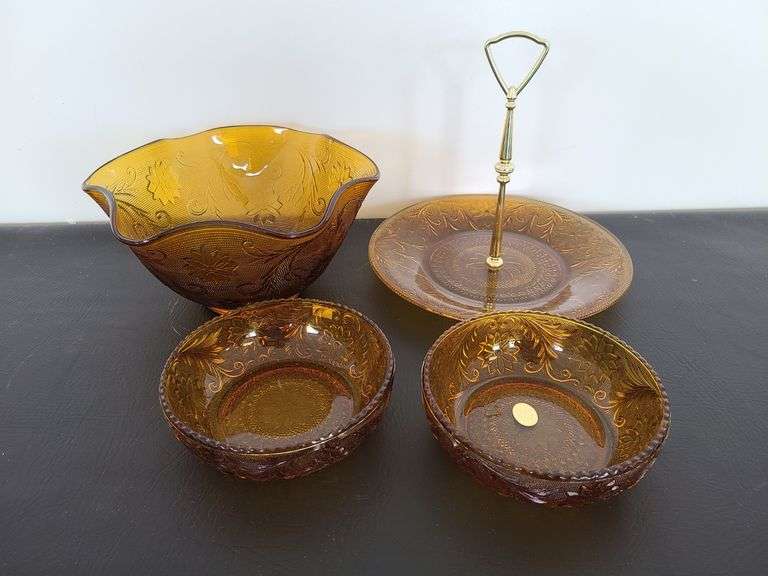 Vintage Indiana Amber Glass Bowl, Candy Dishes