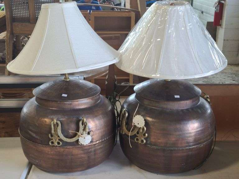 2) Large Copper and Brass Lamps