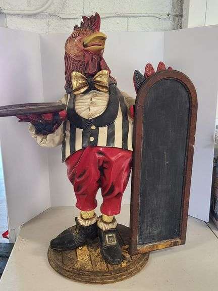 Rooster Butler Statue 3' Tall