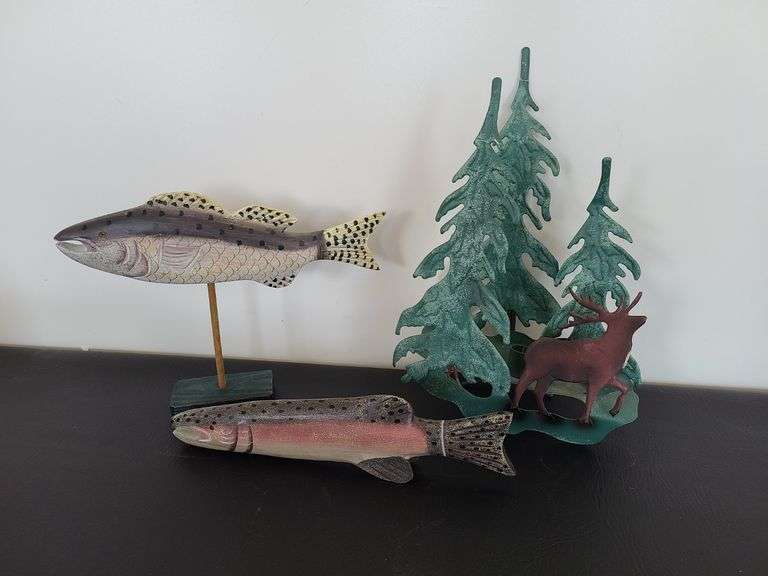 Wood Fish Decor, Metal Deer Decor