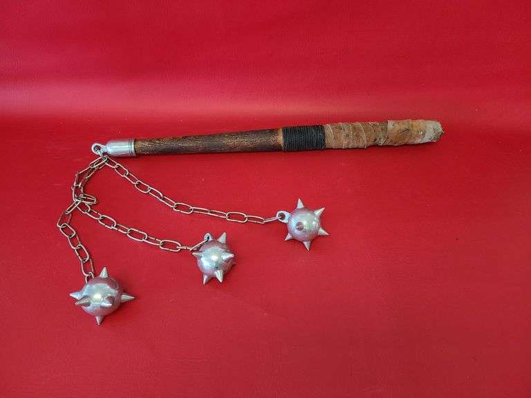 Medieval Style Warrior Spiked Solid Metal Double Ball Flail Morningstar Weapon