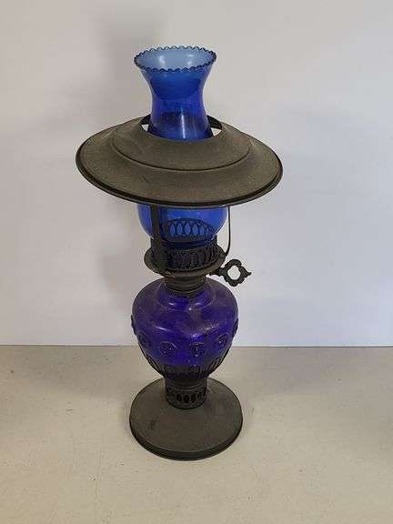 Vintage Cobalt Blue Oil Lamp