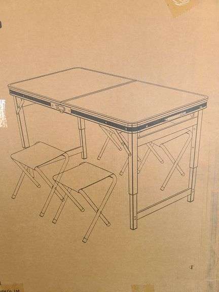 Nikee Folding Camp Table with 4) Folding Stools