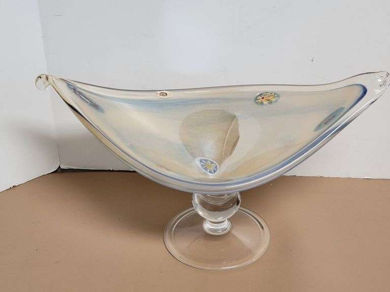 Millefiori Murano Style Italian Pedestal Bowl