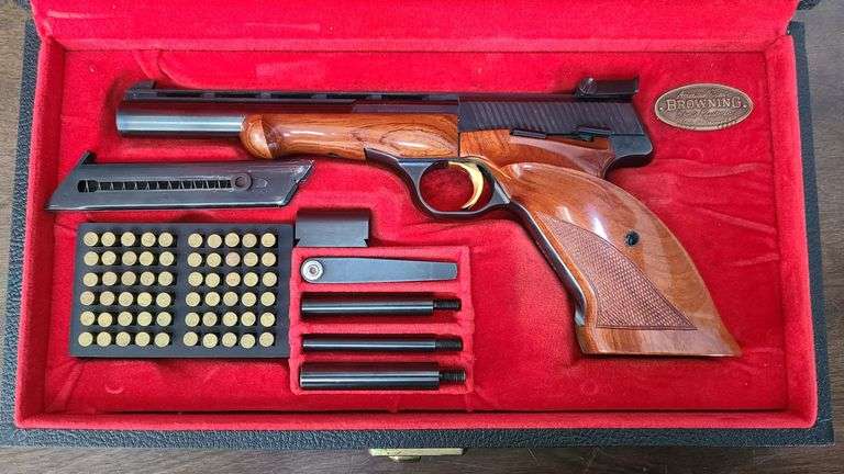 Browning Medalist .22 LR Semi-Automatic Target Pistol Featuring A Walnut Stock & Forend with Gold-Plated Trigger
