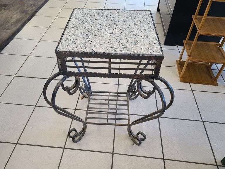 Metal Framed / Granite Top Side Table