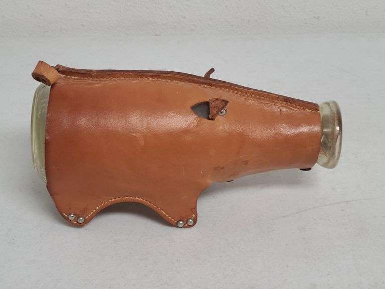 Leather Covered Glass Piggy Bank
