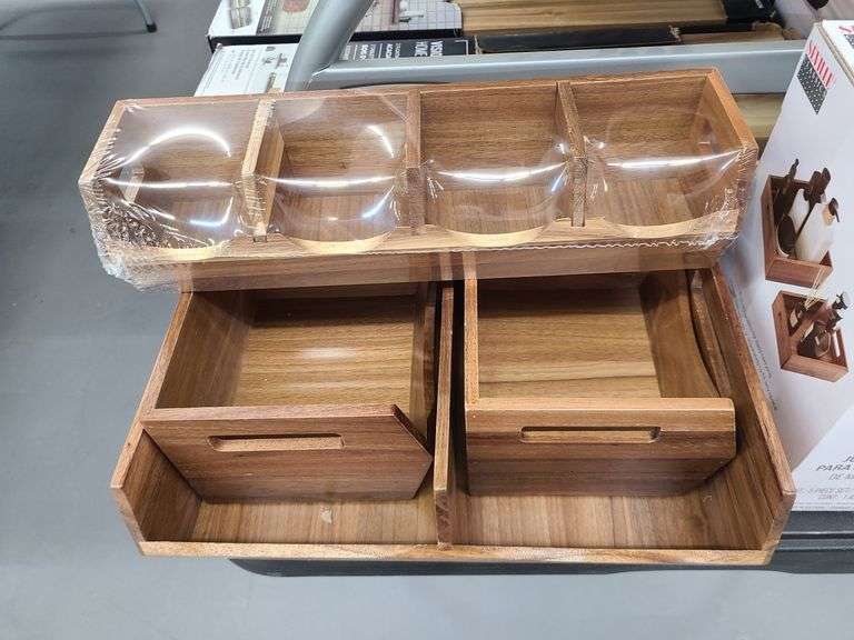 Seville Classics Acacia 4pc Storage Baskets