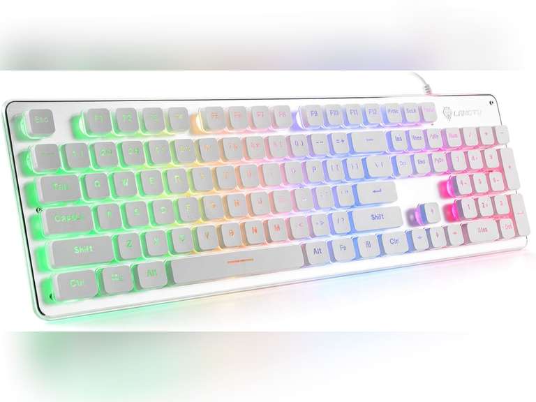 Qrt Keyboard LANGTU Membrane Gaming Keyboard, Rainbow LED Backlit Quiet Keyboard for ...