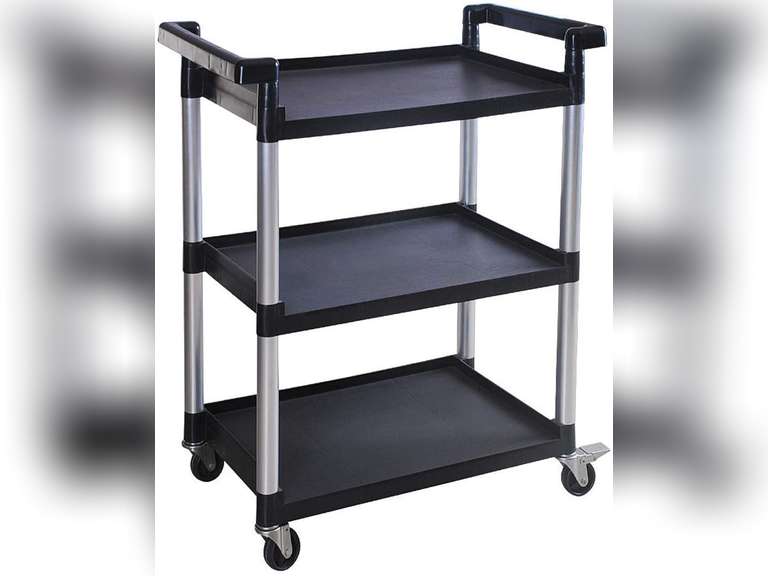 MaxWorks 80774 3-Shelf Utility Plastic Cart with Wheels-225 Lbs Maximum ...