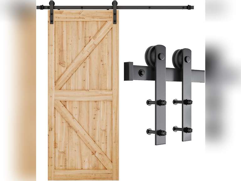 6FT Heavy Duty Barn Door Hardware Kit - Smooth Sliding System For 36 Inch Doors