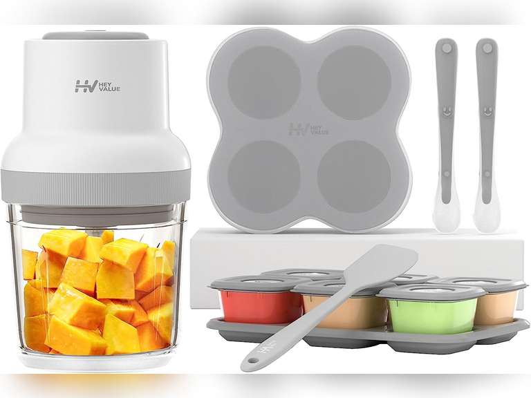 HEYVALUE Baby Food Maker, 13-in-1 Baby Food Processor Gift Sets for Baby Food, Fruit, Vegatable, Meat, with Baby Food Containers, Baby Food Freezer Tray, Silicone Spoons, Silicone Spatula (Gray) 39.99