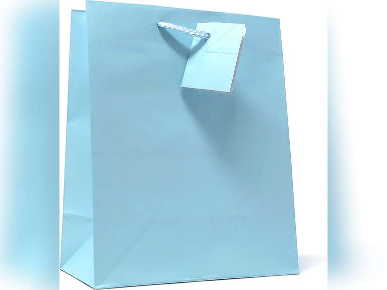 Allgala 12PK Value Premium Solid Color Paper Gift Bags (09" MED-Light Blue-GP50101) Medium (Pack of 12) Light Blue 15.95