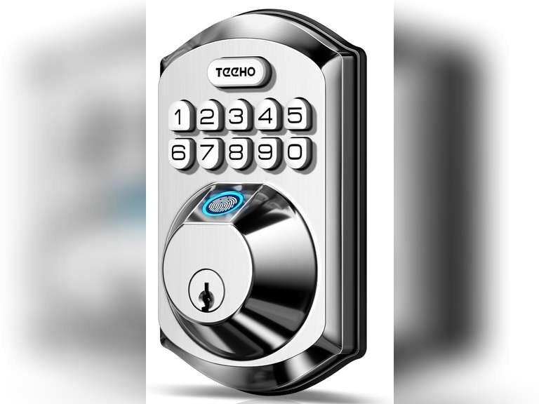 TEEHO TE002 Fingerprint Door Lock - Keyless Entry Door Lock with Keypad - Electronic Deadbolt Keyed Entry - Front Door Lock - Combination Door Lock - Easy Installation - Satin Nickel 69.99