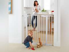 Cumbor 36" Extra Tall Baby Gate for Dogs and Kids with Wide 2-Way Door, 29.7"-40.6" Width, and Auto Close Personal Safety for Babies and Pets, Fits Doorways, Stairs, and Entryways 36" Tall White 112.99