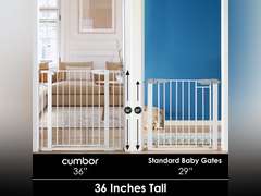 Cumbor 36" Extra Tall Baby Gate for Dogs and Kids with Wide 2-Way Door, 29.7"-40.6" Width, and Auto Close Personal Safety for Babies and Pets, Fits Doorways, Stairs, and Entryways 36" Tall White 112.99