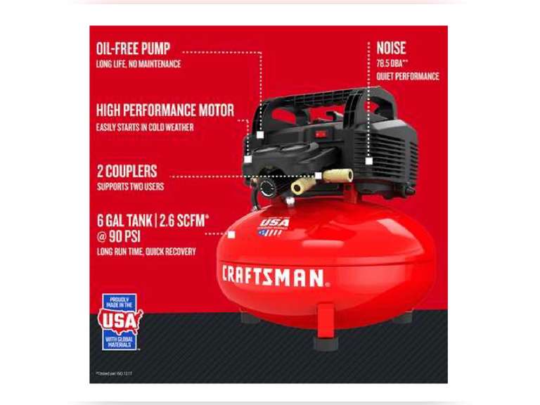 TESTED Craftsman 6 gal Pancake Portable Air Compressor 150 psi 0.8 HP